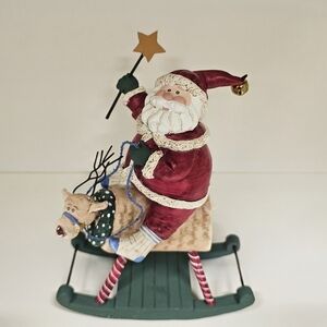 Vintage Festive Santa on Rudolph the Rocking Reindeer